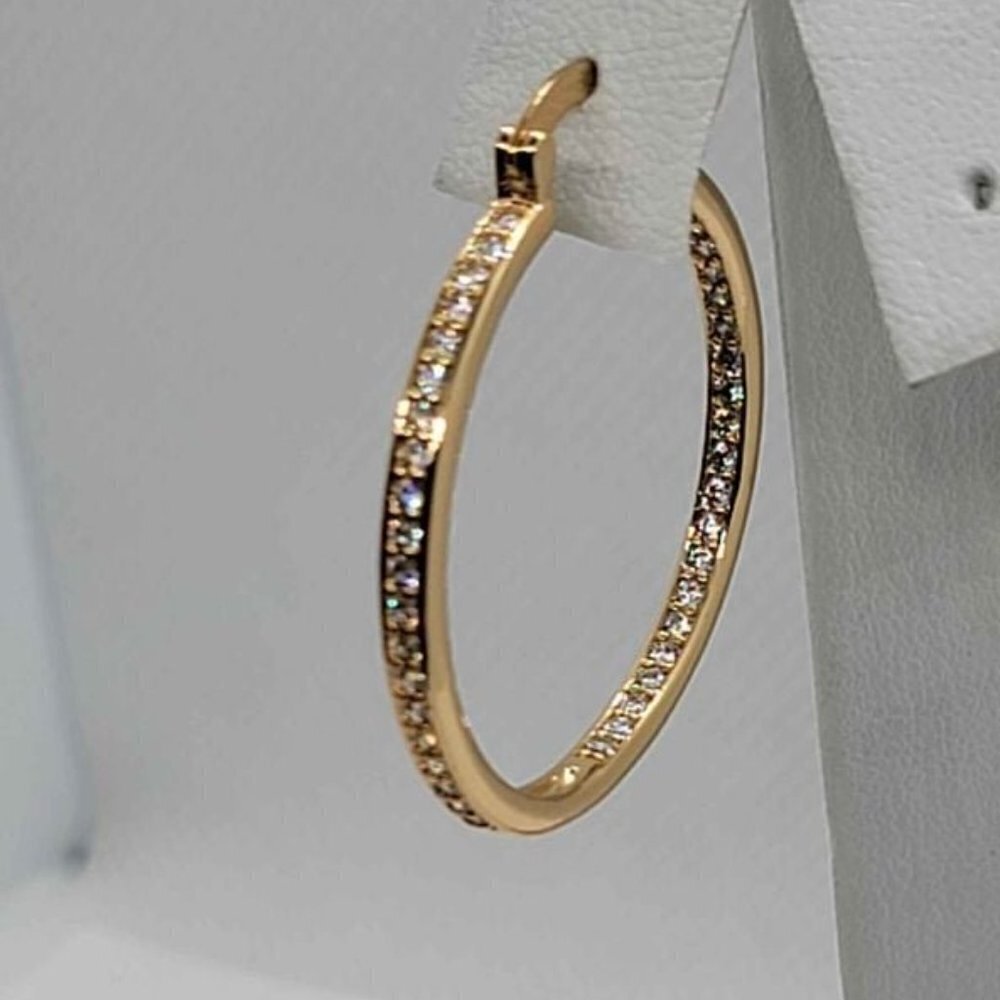 Elegant Cubic Zirconia Earrings – 18K Brazilian Gold Filled, New Arrival - Picture 2 of 4